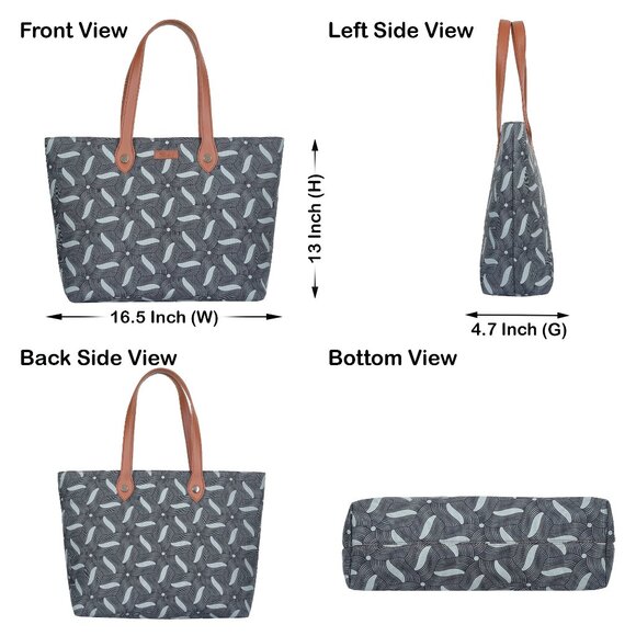 Hand Crafted Fabric Ladies Shoulder Tote Bag in Olive Green Print, Handbag Purse - Picture 3 of 10